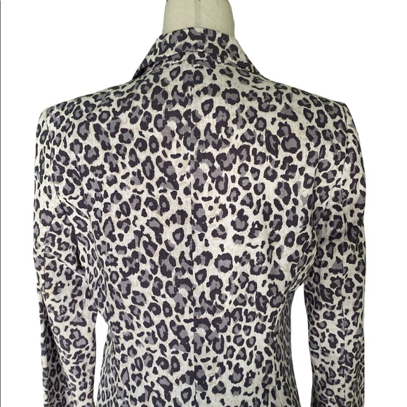 NWOT Rachel Zoe Snow Leopard Linen Blend Blazer - M - Picture 6 of 13